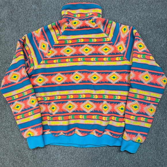 Chubbies Mens Fleece Jacket Large  Orange Aztec Southwestern Full Zip Lined - Picture 7 of 7